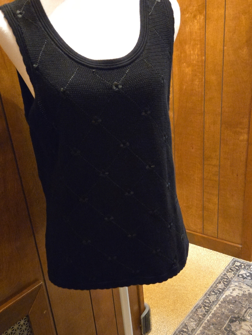 41 Hawthorn Black Knit Diamond-Detail Tank Top
